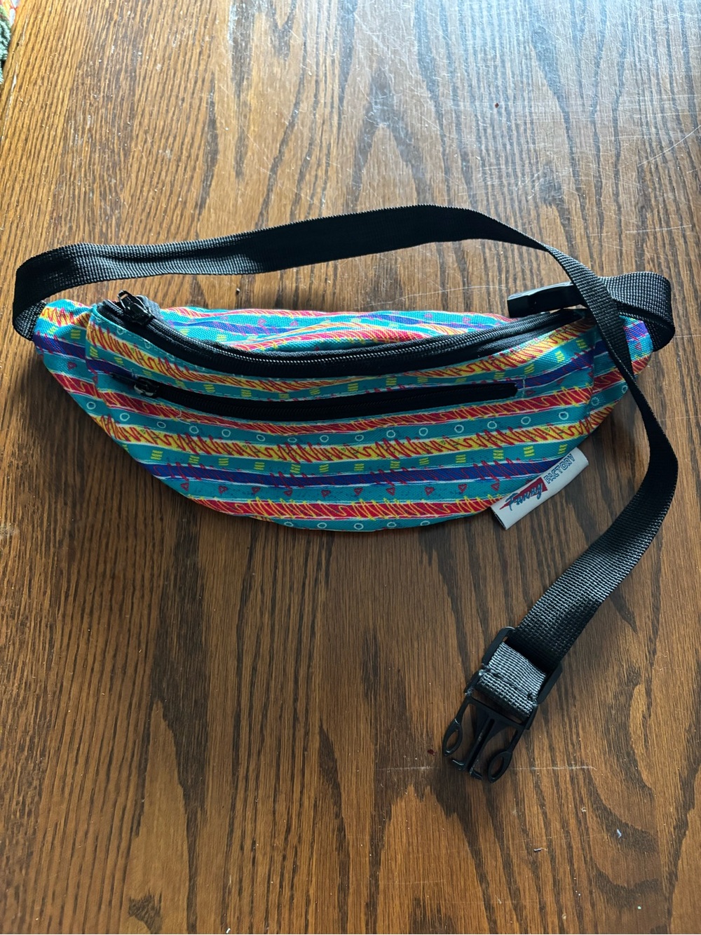 4 for $25- Vintage 90's Iconic 3 Zipper Colourful Canvas Festival Fanny Pack